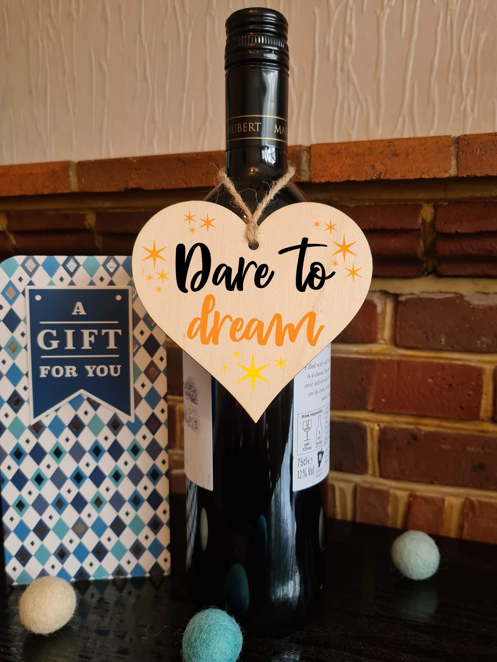 Handmade Wooden Hanging Heart Plaque Gift for Someone Special Inspirational Gift or Self Motivational Treat