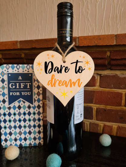 Handmade Wooden Hanging Heart Plaque Gift for Someone Special Inspirational Gift or Self Motivational Treat