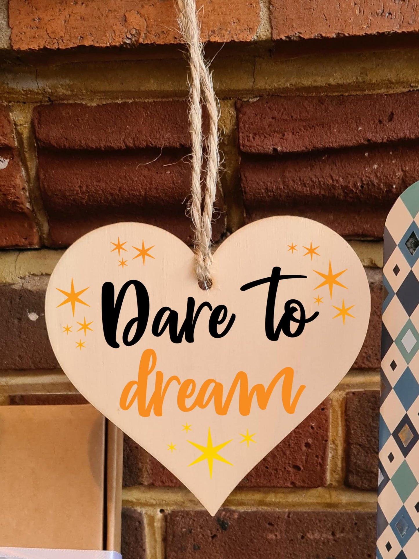 Handmade Wooden Hanging Heart Plaque Gift for Someone Special Inspirational Gift or Self Motivational Treat