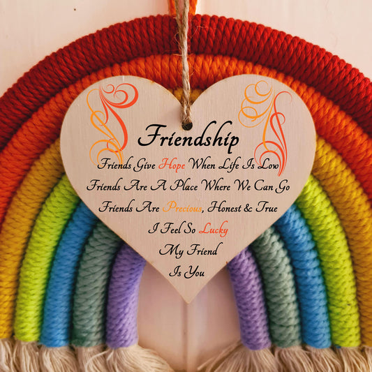 Handmade Wooden Hanging Heart Plaque Gift Perfect for your Best Friend Friendship Keepsake