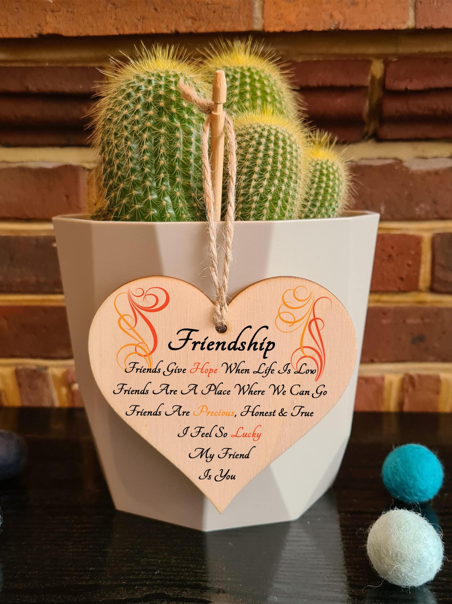 Handmade Wooden Hanging Heart Plaque Gift Perfect for your Best Friend Friendship Keepsake