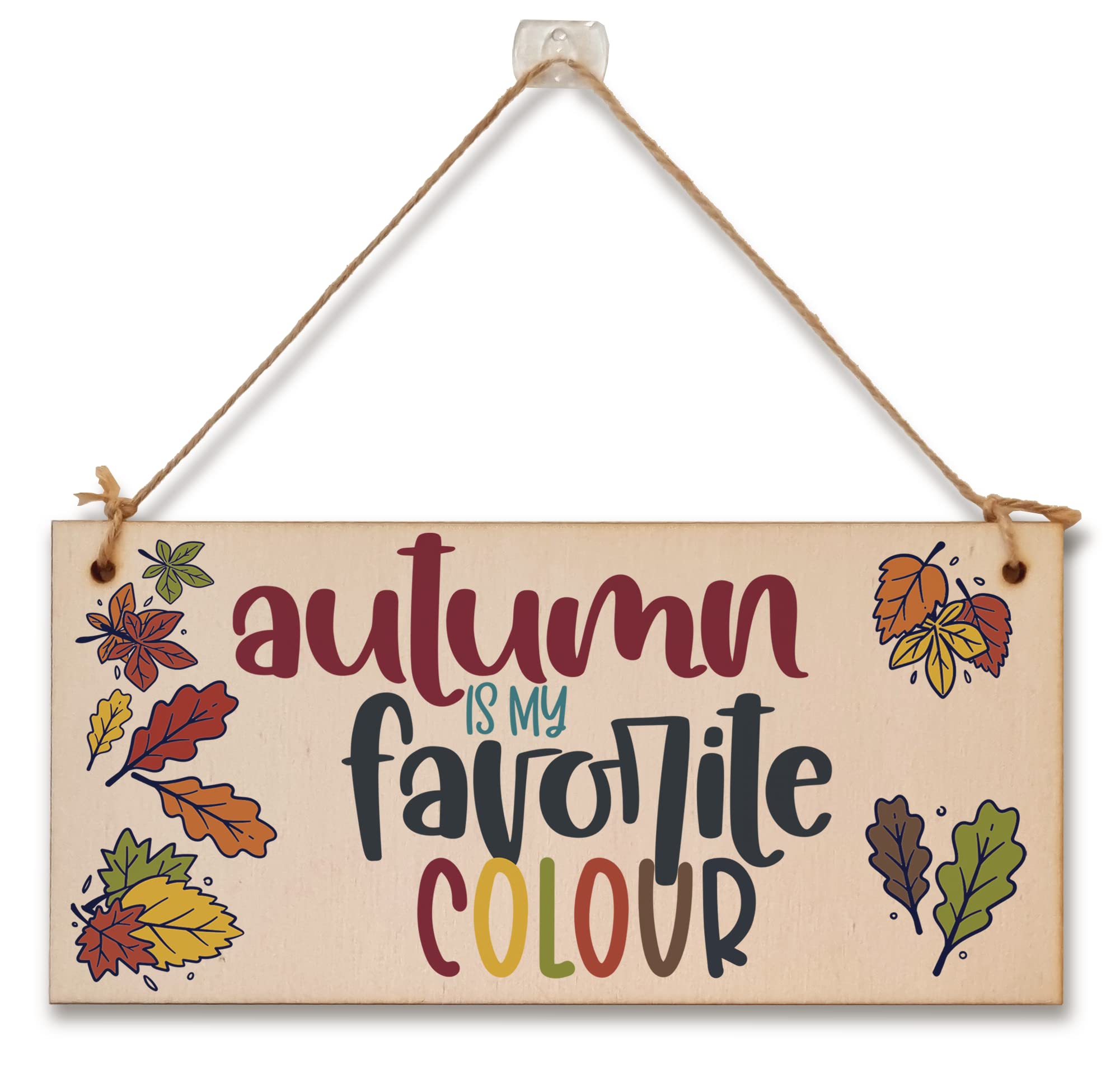 Autumn Favourite Colour Seasonal Decorative Leaves Sign Handmade Wooden Hanging Wall Plaque Gift Hallway Home Décor