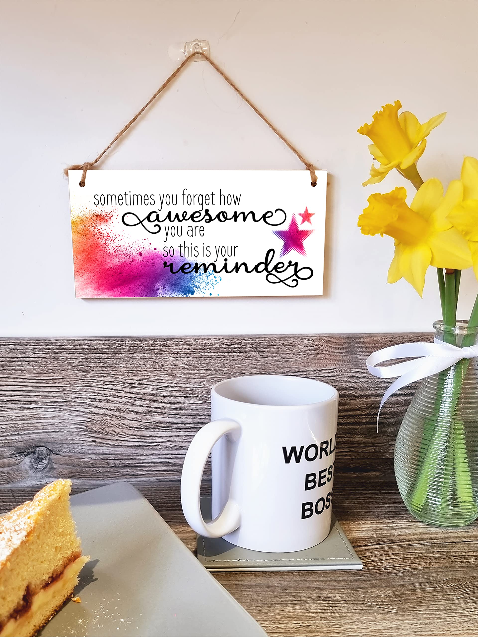 The Plum Penguin Handmade Wooden Hanging Wall Plaque Don't Forget You're Awesome Reminder Inspirational Friendship Gift