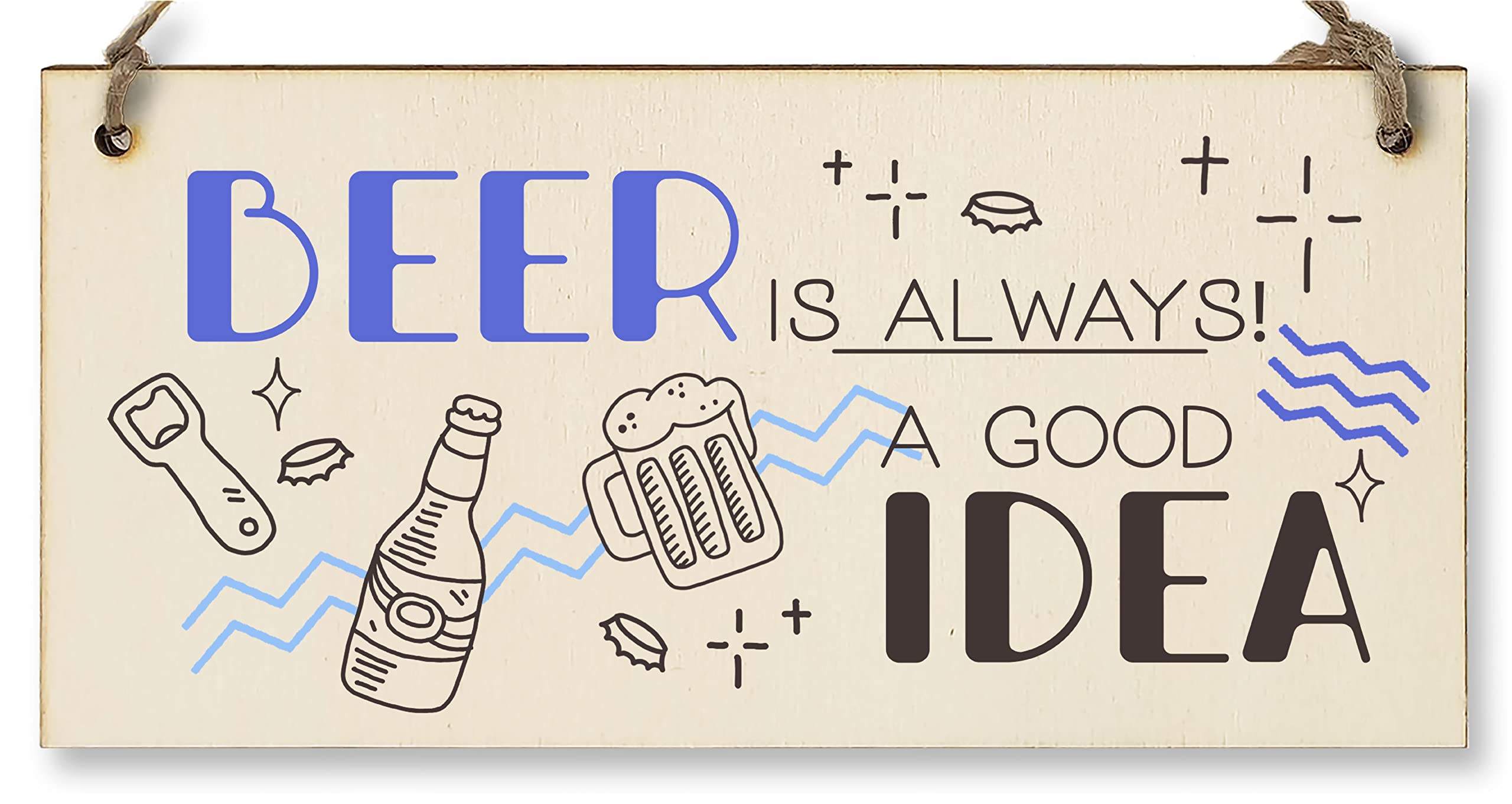 The Plum Penguin Handmade Wooden Hanging Wall Plaque Beer is Always a Good Idea Funny Novelty Sign Home Bar