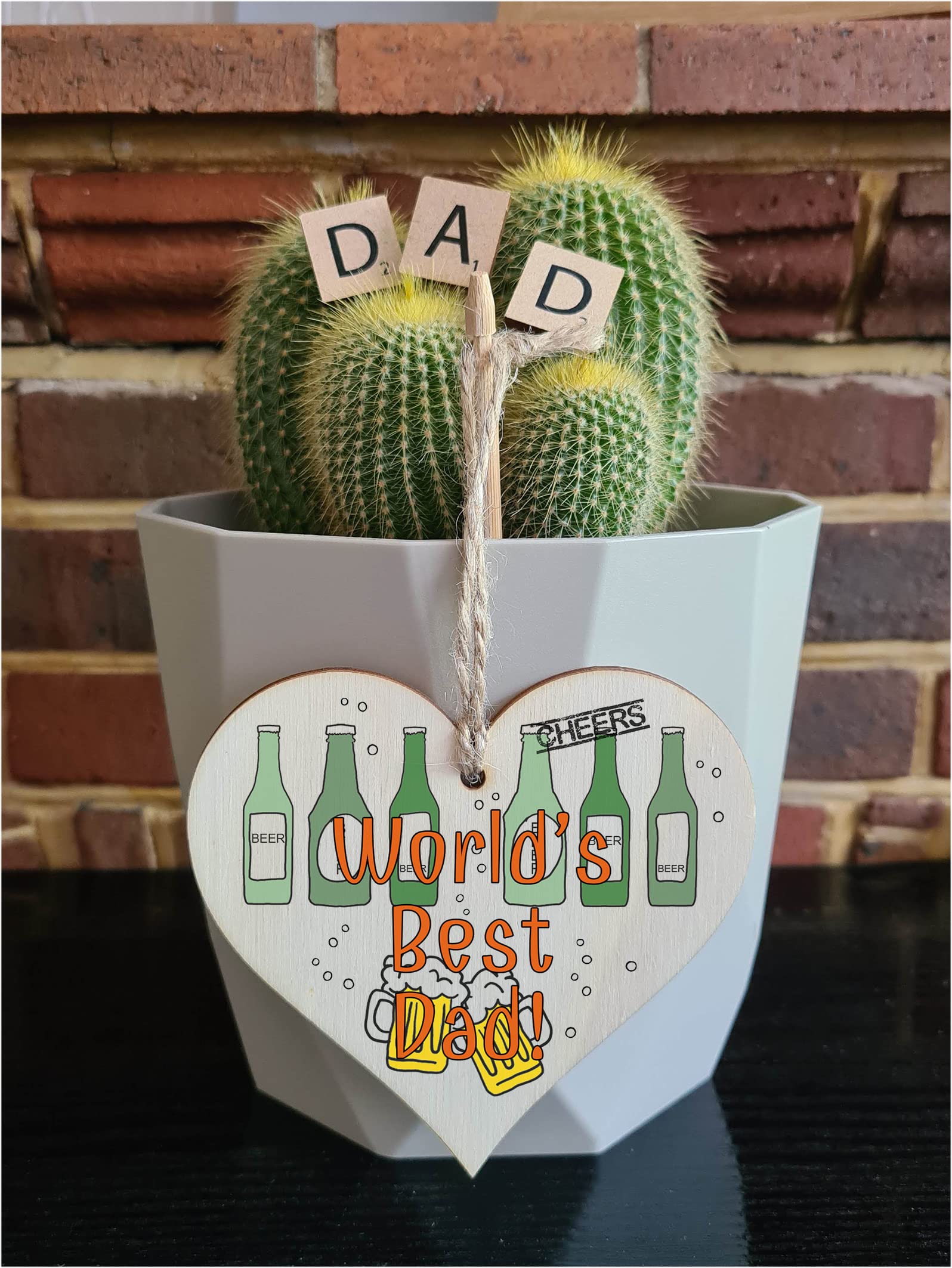Handmade Wooden Hanging Heart Plaque Gift for Dad this Fathers Day Novelty Fun Thoughtful Keepsake for Beer Fan