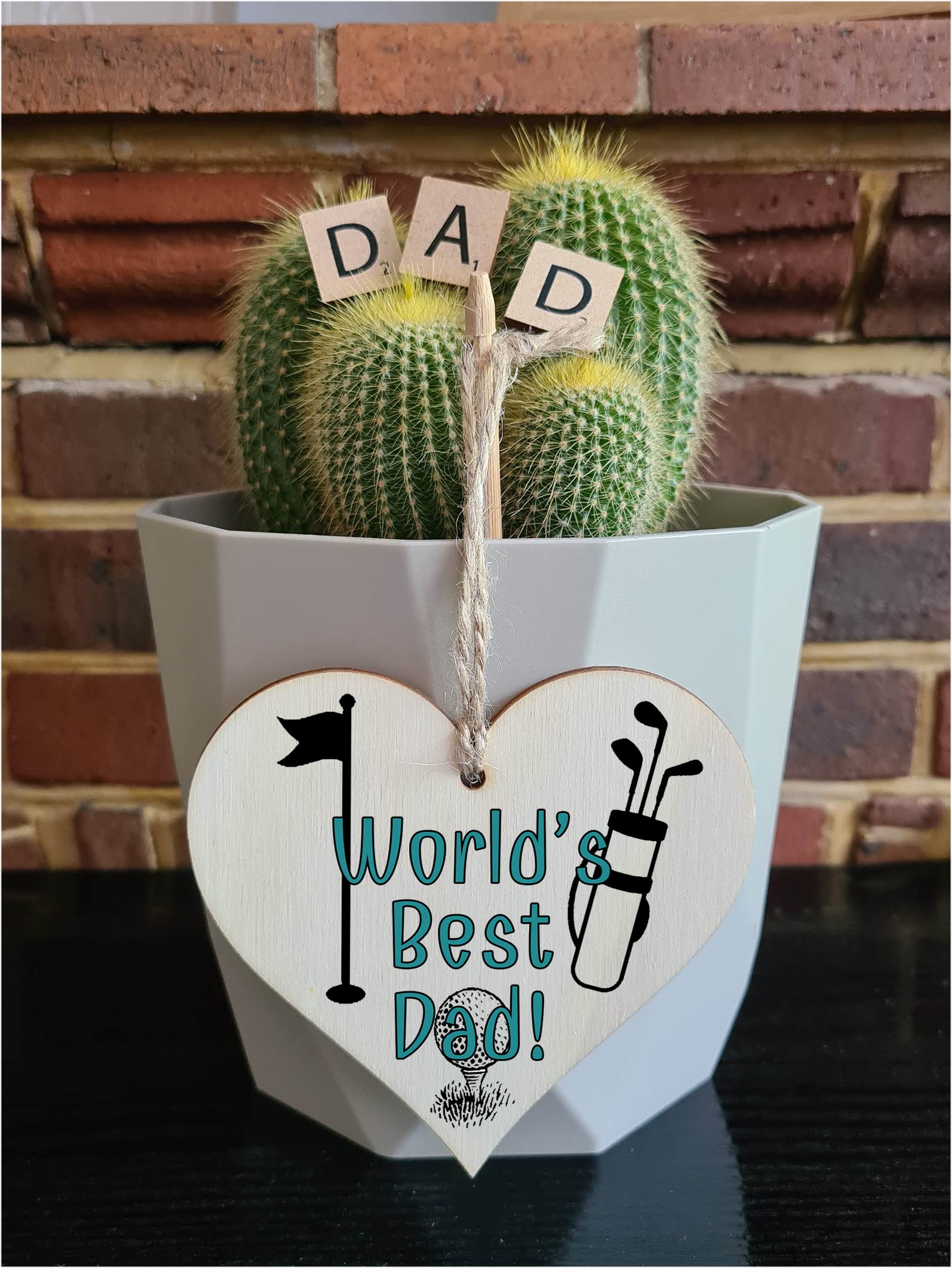 Handmade Wooden Hanging Heart Plaque Gift for Dad this Fathers Day Novelty Fun Thoughtful Keepsake for Golf Fan