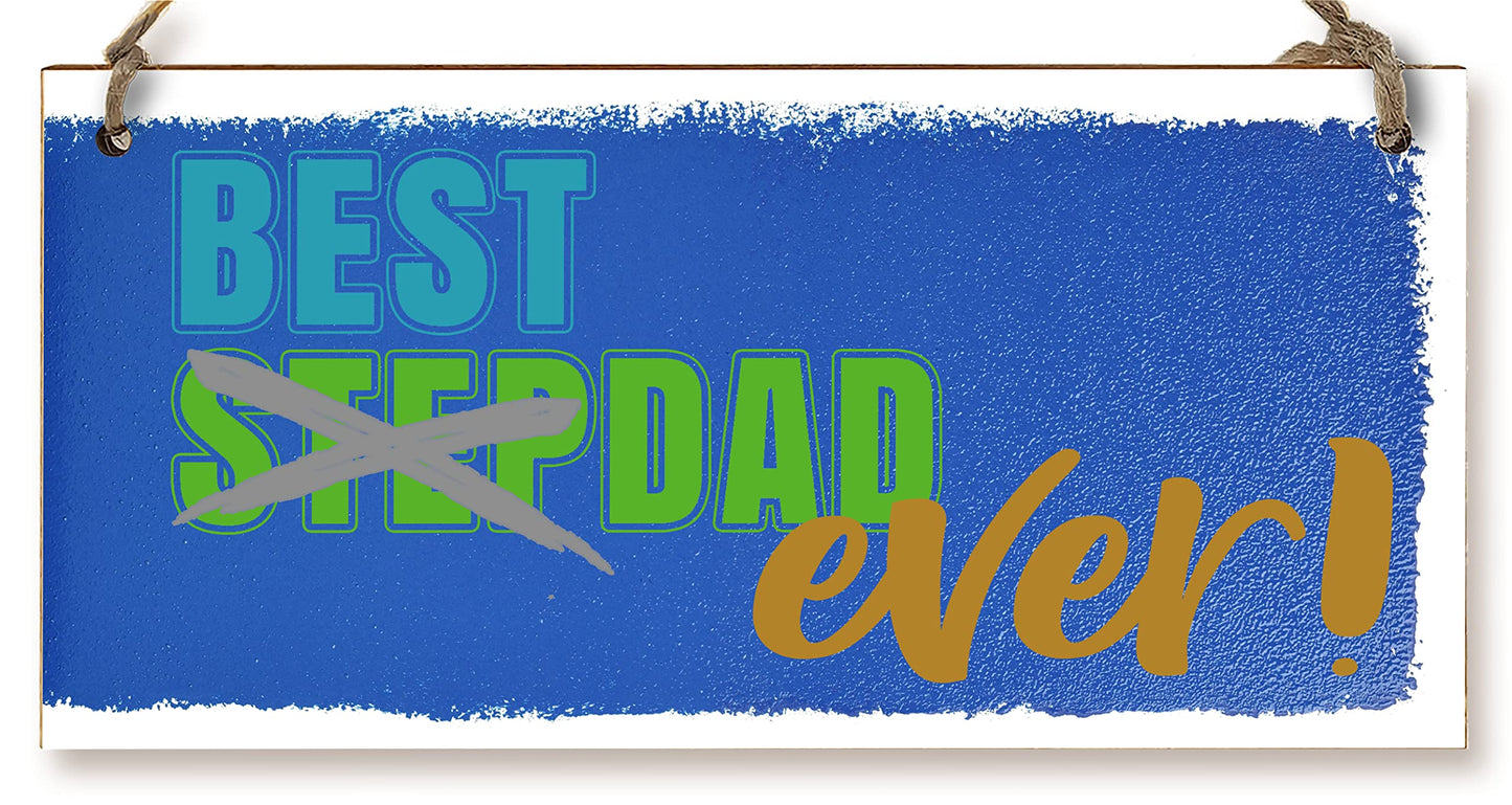 Handmade Wooden Hanging Wall Plaque Best STEP DAD Ever Decorative Sentimental Gift Father's Day Office Man Cave