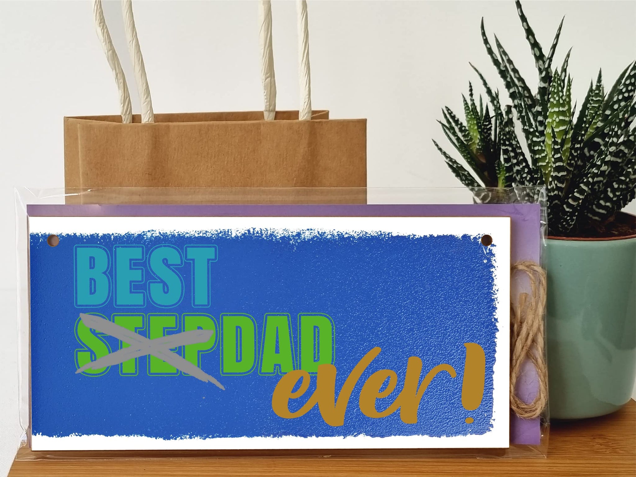 Handmade Wooden Hanging Wall Plaque Best STEP DAD Ever Decorative Sentimental Gift Father's Day Office Man Cave