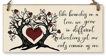 The Plum Penguin Like Branches on a Tree We Grow Roots Remain Handmade Wooden Hanging Wall Plaque Family Sentimental Decoration Gift