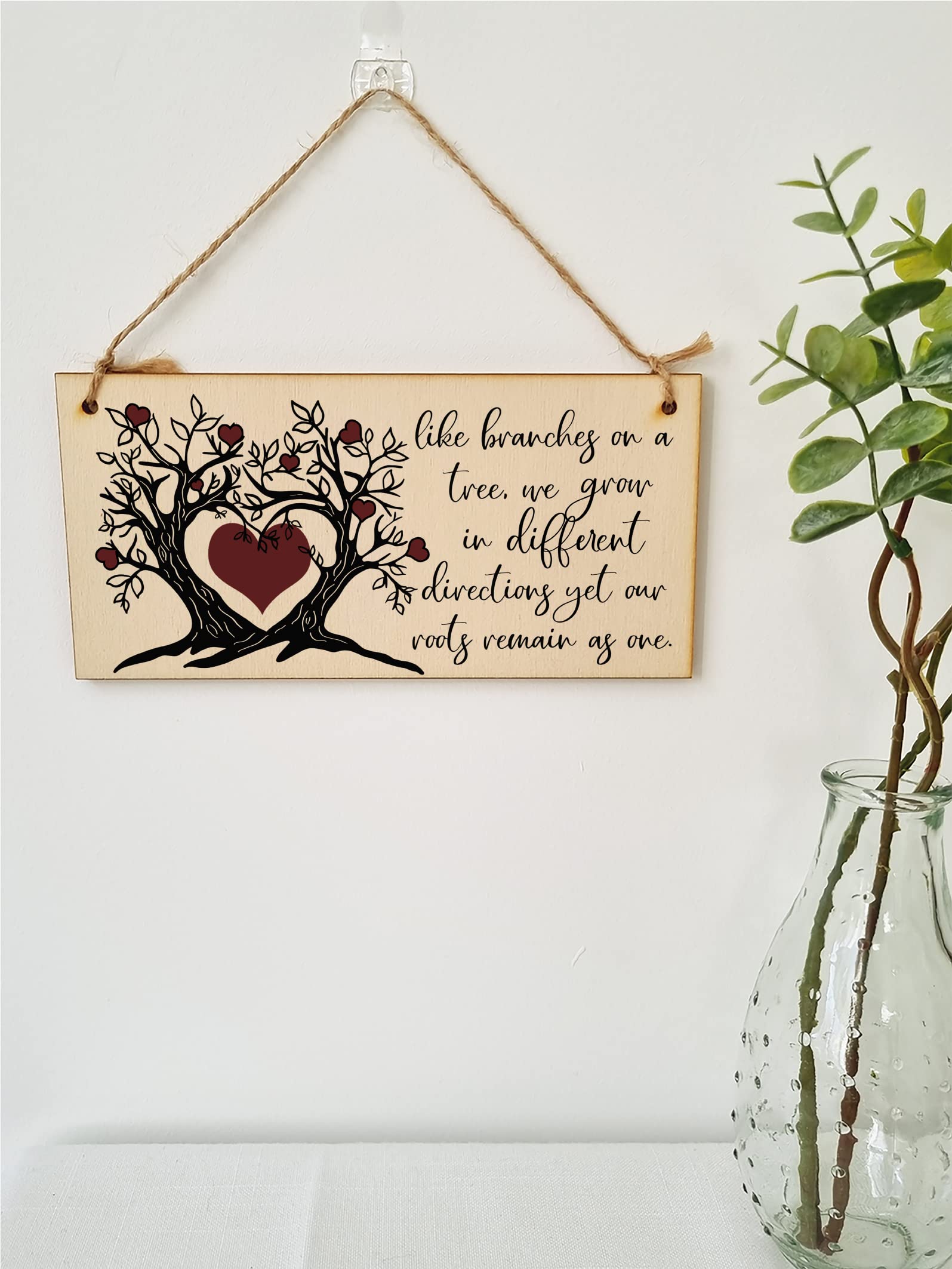 The Plum Penguin Like Branches on a Tree We Grow Roots Remain Handmade Wooden Hanging Wall Plaque Family Sentimental Decoration Gift