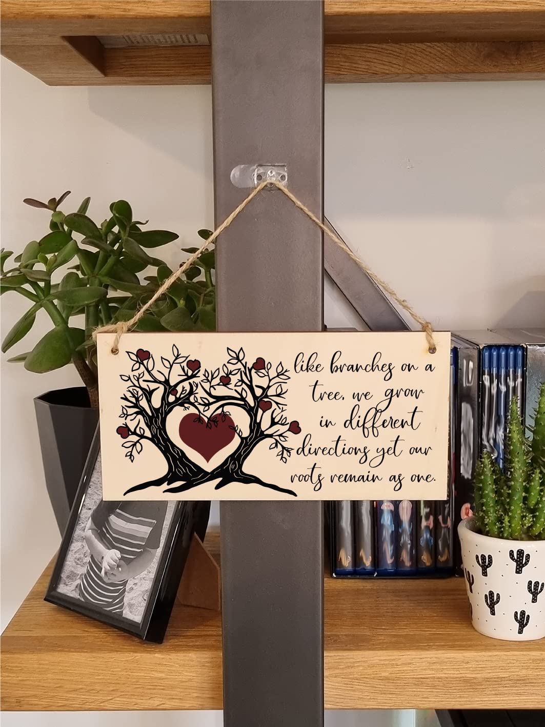 The Plum Penguin Like Branches on a Tree We Grow Roots Remain Handmade Wooden Hanging Wall Plaque Family Sentimental Decoration Gift