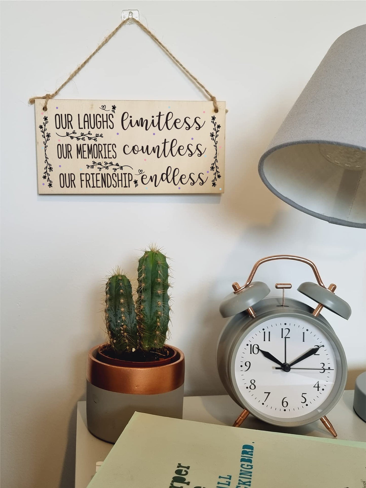 The Plum Penguin Our Laughs Limitless Friendship Endless Sweet Sentimental Handmade Wooden Hanging Wall Plaque Gift for Best Friend