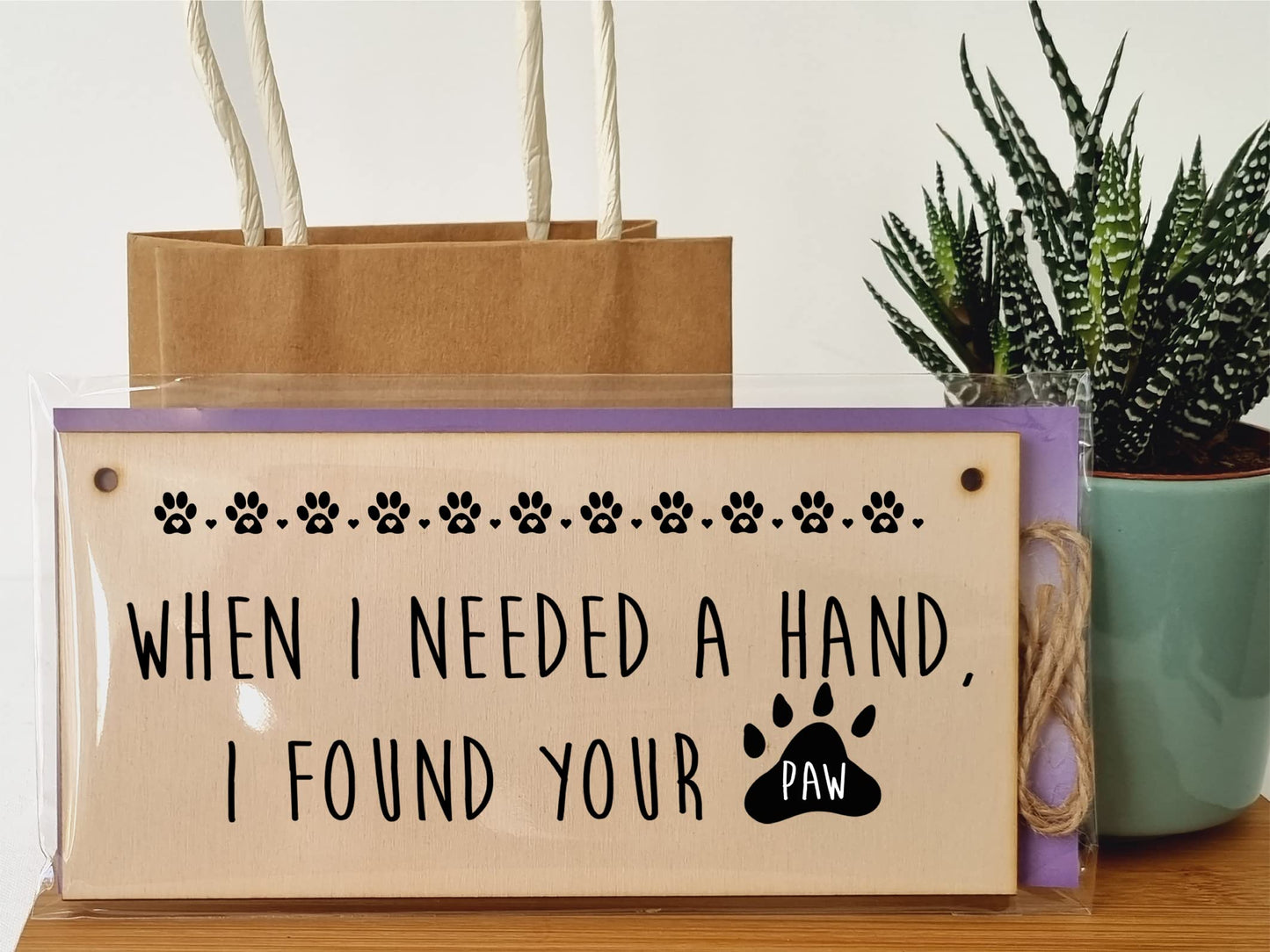 The Plum Penguin Handmade Wooden Hanging Wall Plaque Needed a Hand Found Your Paw Pet Lover Cat Mum Dad Gift Sign