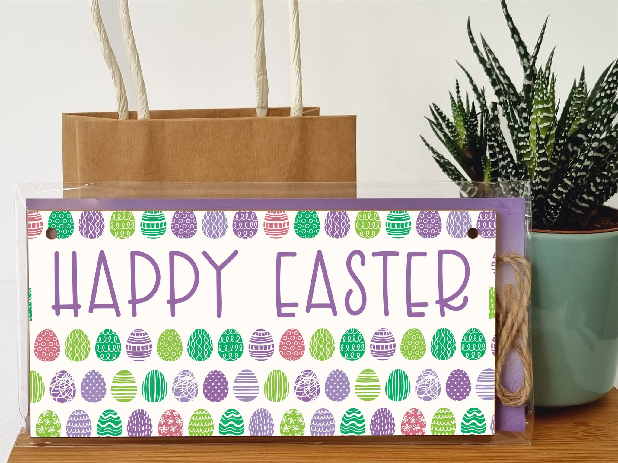 The Plum Penguin Handmade Wooden Hanging Wall Plaque Happy Easter Cute Fun Easter Sign Springtime Garden Kitchen Decoration