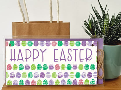 The Plum Penguin Handmade Wooden Hanging Wall Plaque Happy Easter Cute Fun Easter Sign Springtime Garden Kitchen Decoration