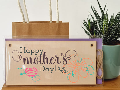 The Plum Penguin Handmade Wooden Hanging Wall Plaque Happy Mother's Day Floral Sentimental Gift Sign