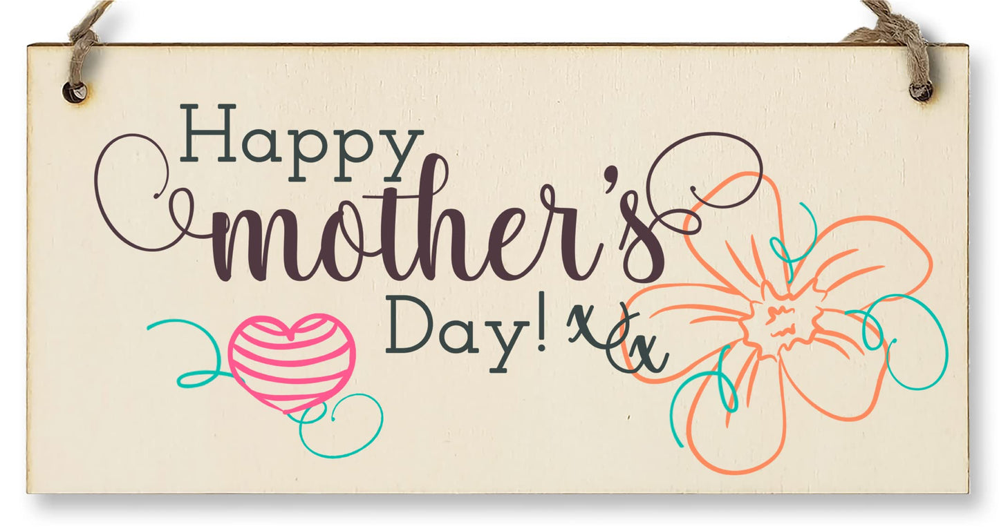 The Plum Penguin Handmade Wooden Hanging Wall Plaque Happy Mother's Day Floral Sentimental Gift Sign