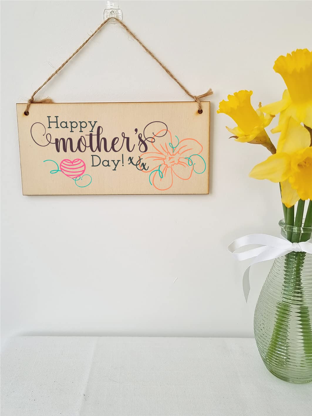 The Plum Penguin Handmade Wooden Hanging Wall Plaque Happy Mother's Day Floral Sentimental Gift Sign