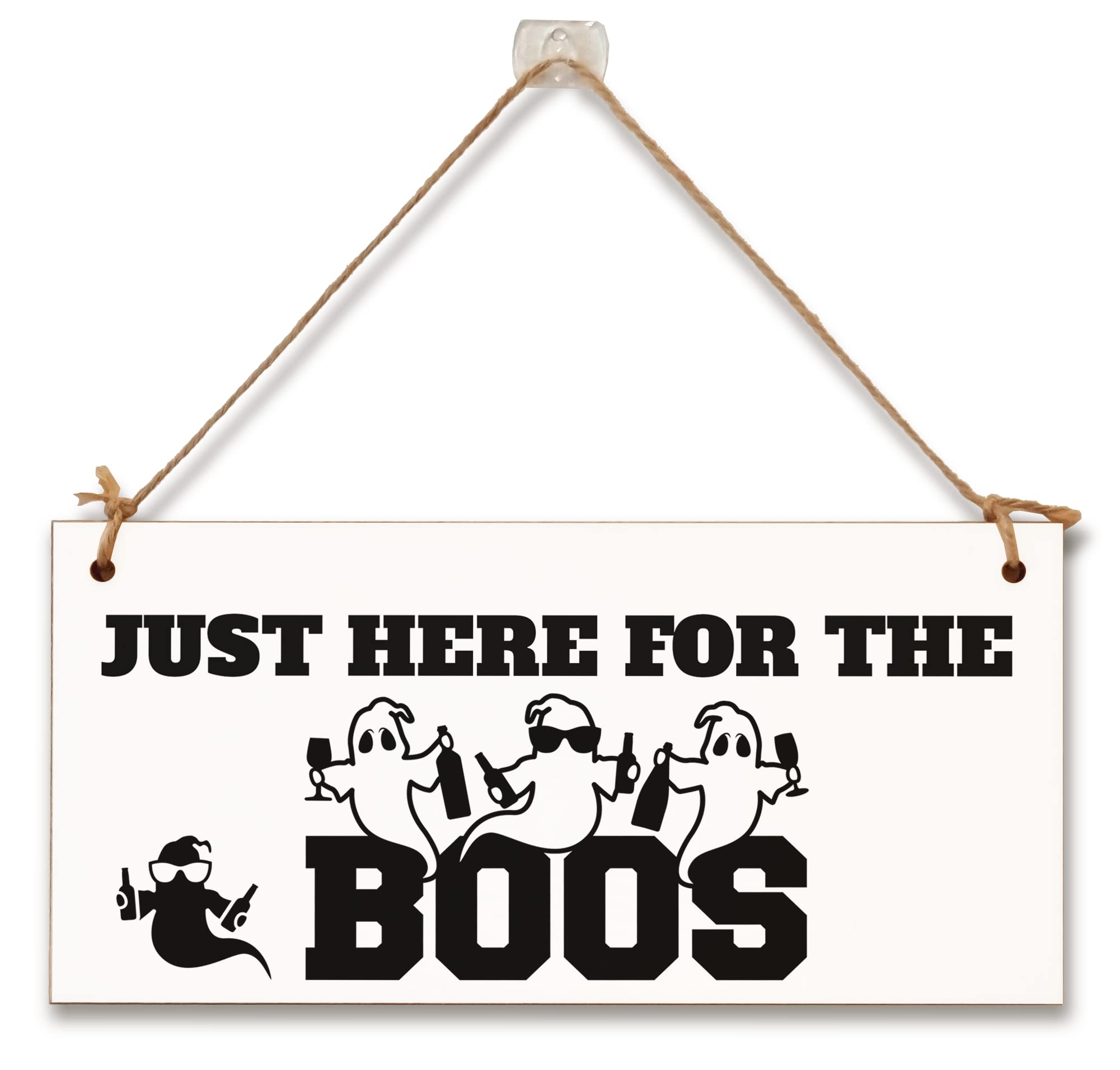 Just Here for the Boos Booze Funny Alcohol Halloween Sign Handmade Wooden Hanging Wall Plaque Gift Kitchen Home Décor
