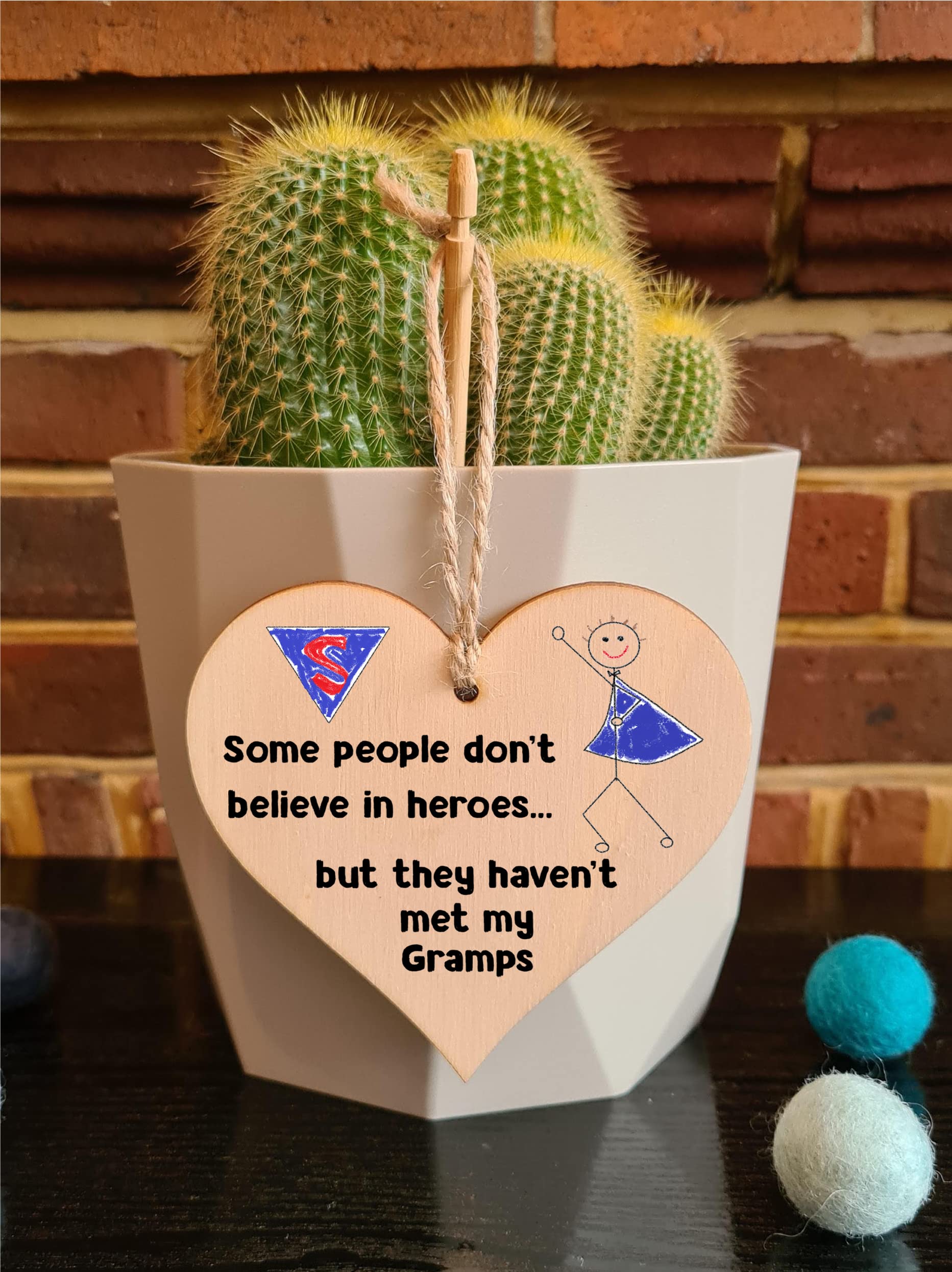Handmade Wooden Hanging Heart Plaque Gift for Gramps Novelty Funny Keepsake