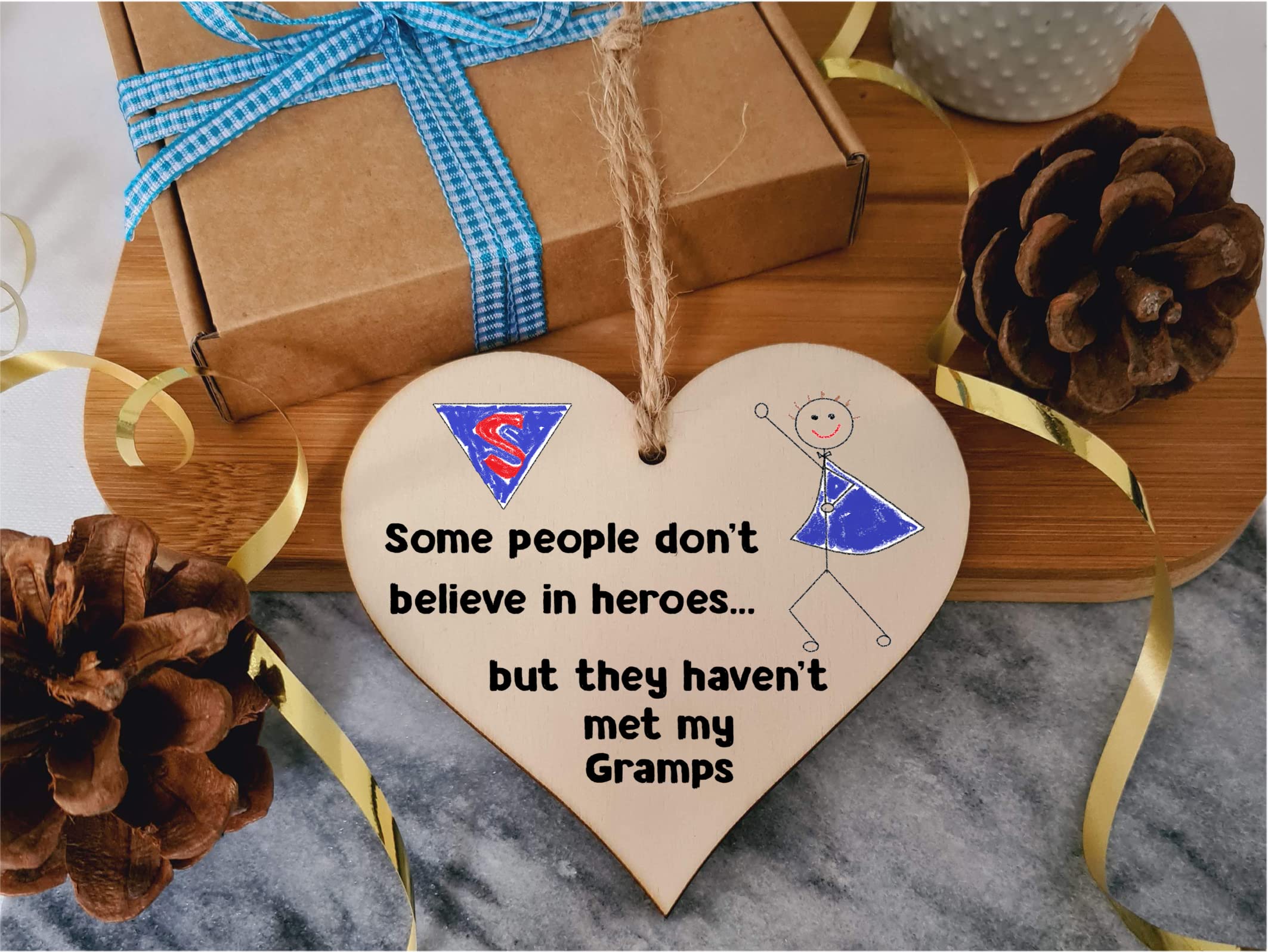 Handmade Wooden Hanging Heart Plaque Gift for Gramps Novelty Funny Keepsake