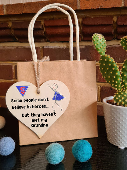 Handmade Wooden Hanging Heart Plaque Gift for Grandpa Novelty Funny Keepsake
