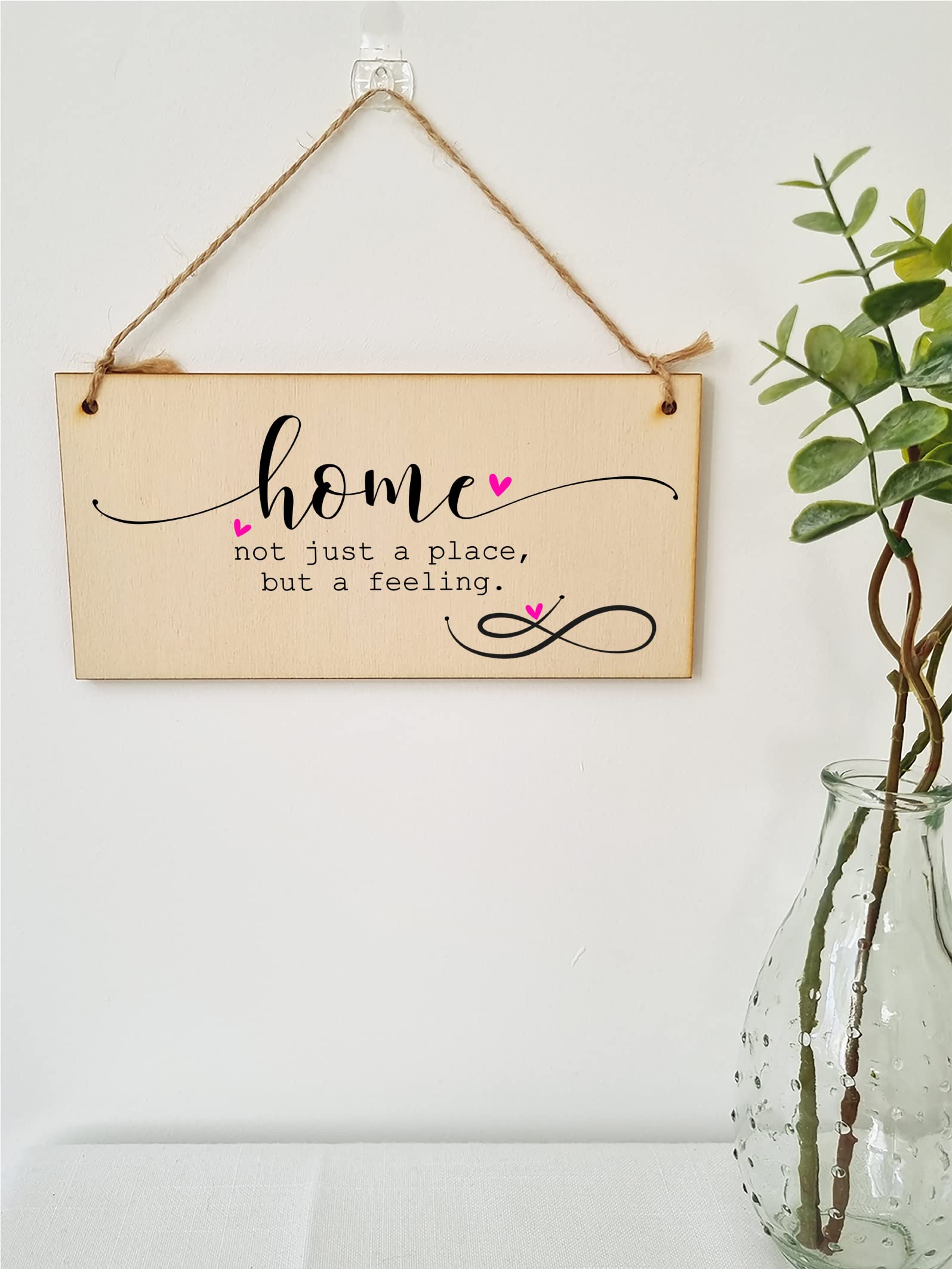 The Plum Penguin Handmade Wooden Hanging Wall Plaque Home is Not Just a Place But a Feeling Decorative Sentimental Sign Family