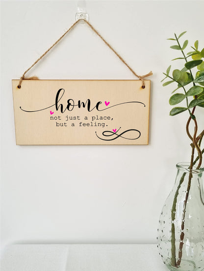 The Plum Penguin Handmade Wooden Hanging Wall Plaque Home is Not Just a Place But a Feeling Decorative Sentimental Sign Family