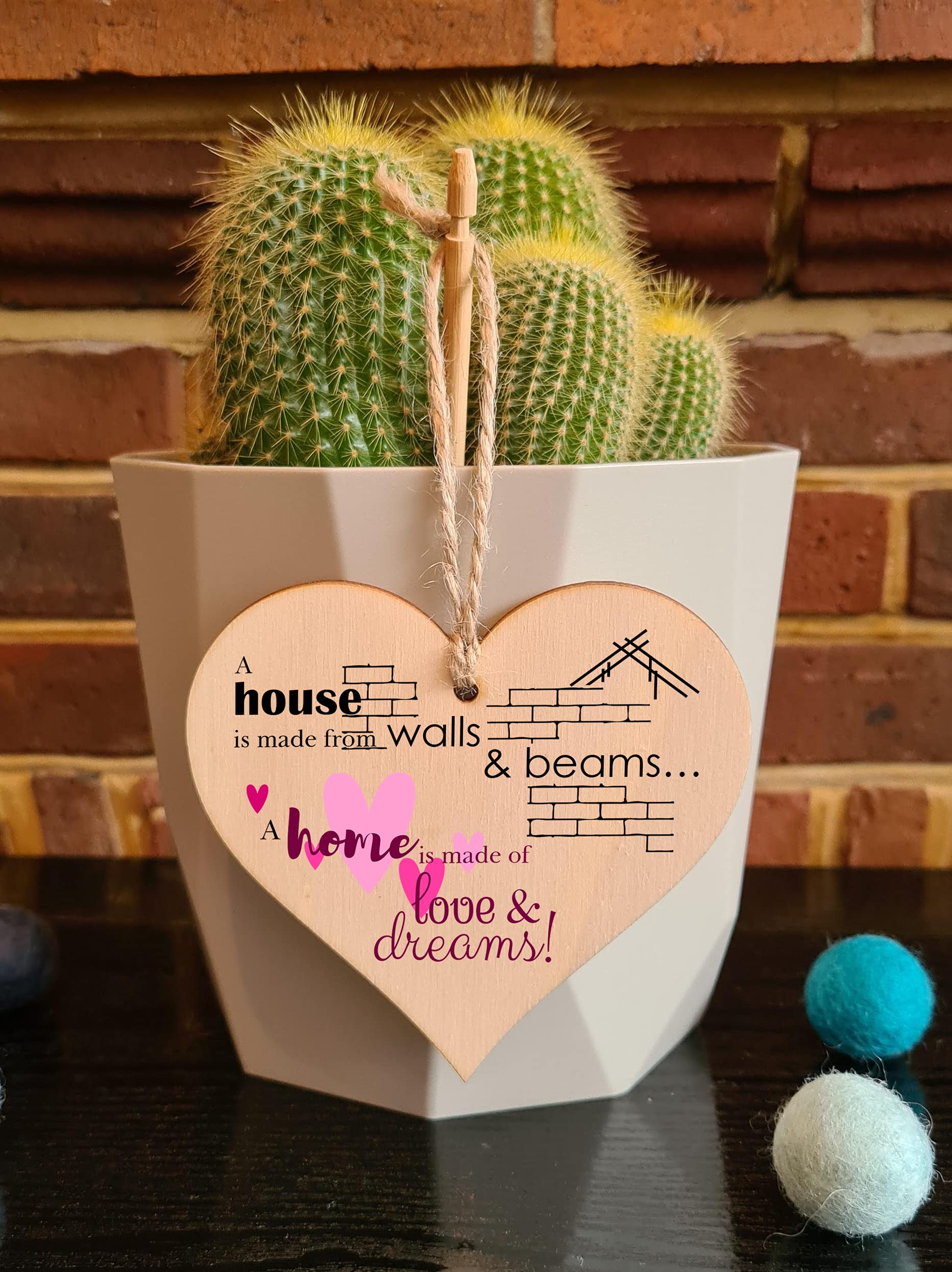 The Plum Penguin Handmade Wooden Hanging Heart Plaque Gift House Walls Home Love Dreams Inspirational Wall Hanger Card Alternative Friendship Family