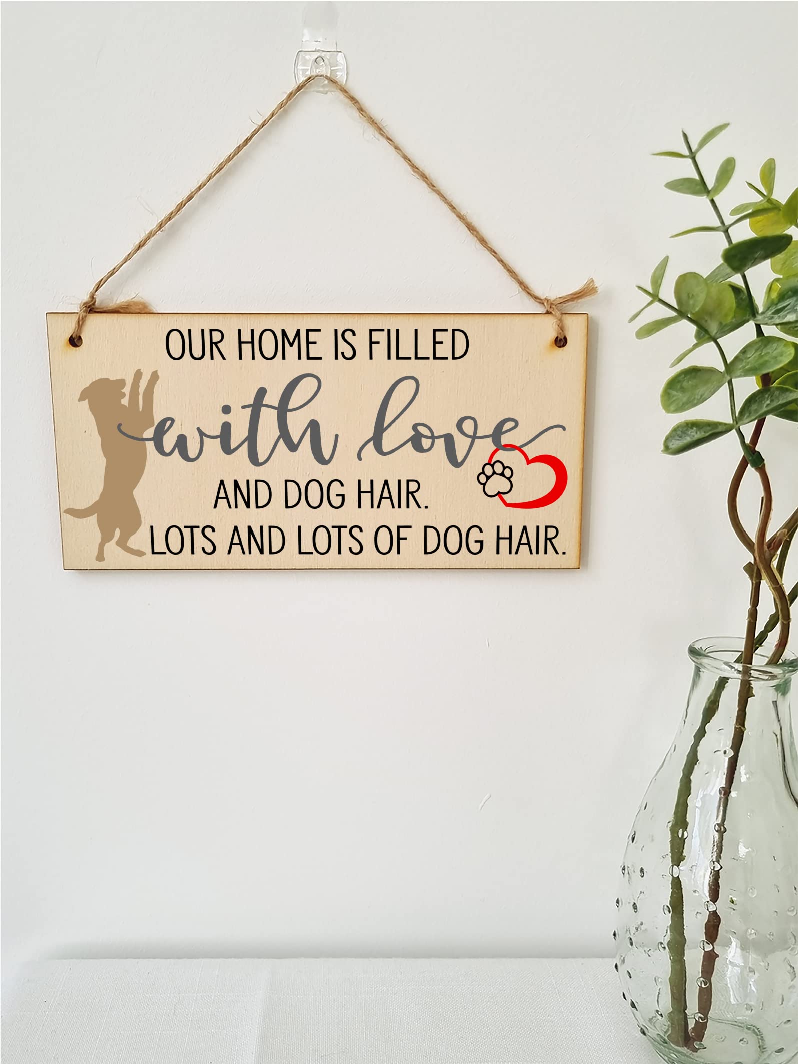 The Plum Penguin Home is Filled With Lots of Dog Hair Funny Novelty Handmade Wooden Hanging Wall Plaque Pet Lover Gift Home Decoration
