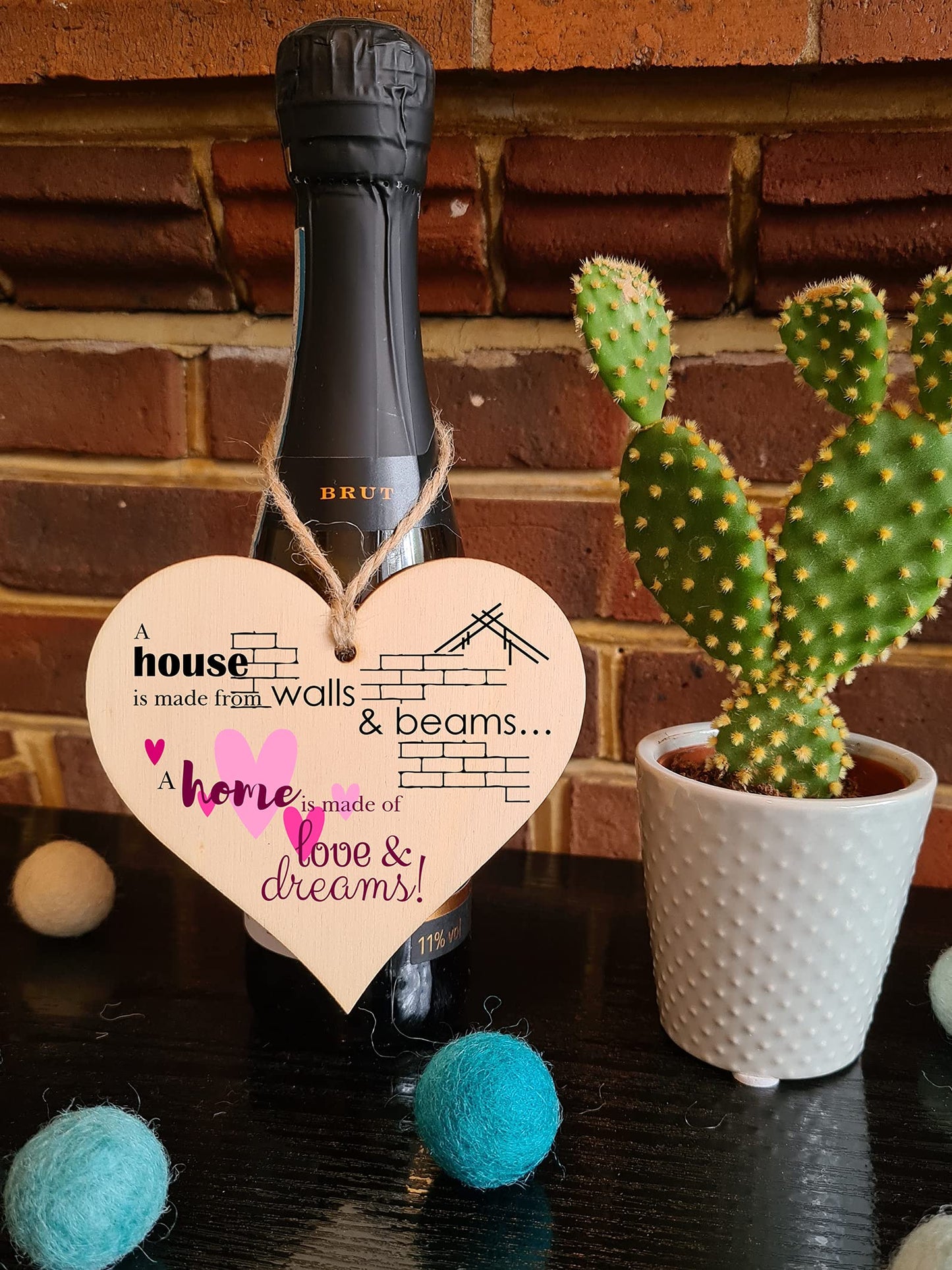 The Plum Penguin Handmade Wooden Hanging Heart Plaque Gift House Walls Home Love Dreams Inspirational Wall Hanger Card Alternative Friendship Family