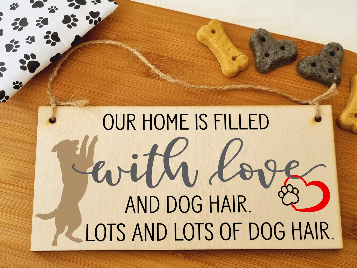 The Plum Penguin Home is Filled With Lots of Dog Hair Funny Novelty Handmade Wooden Hanging Wall Plaque Pet Lover Gift Home Decoration