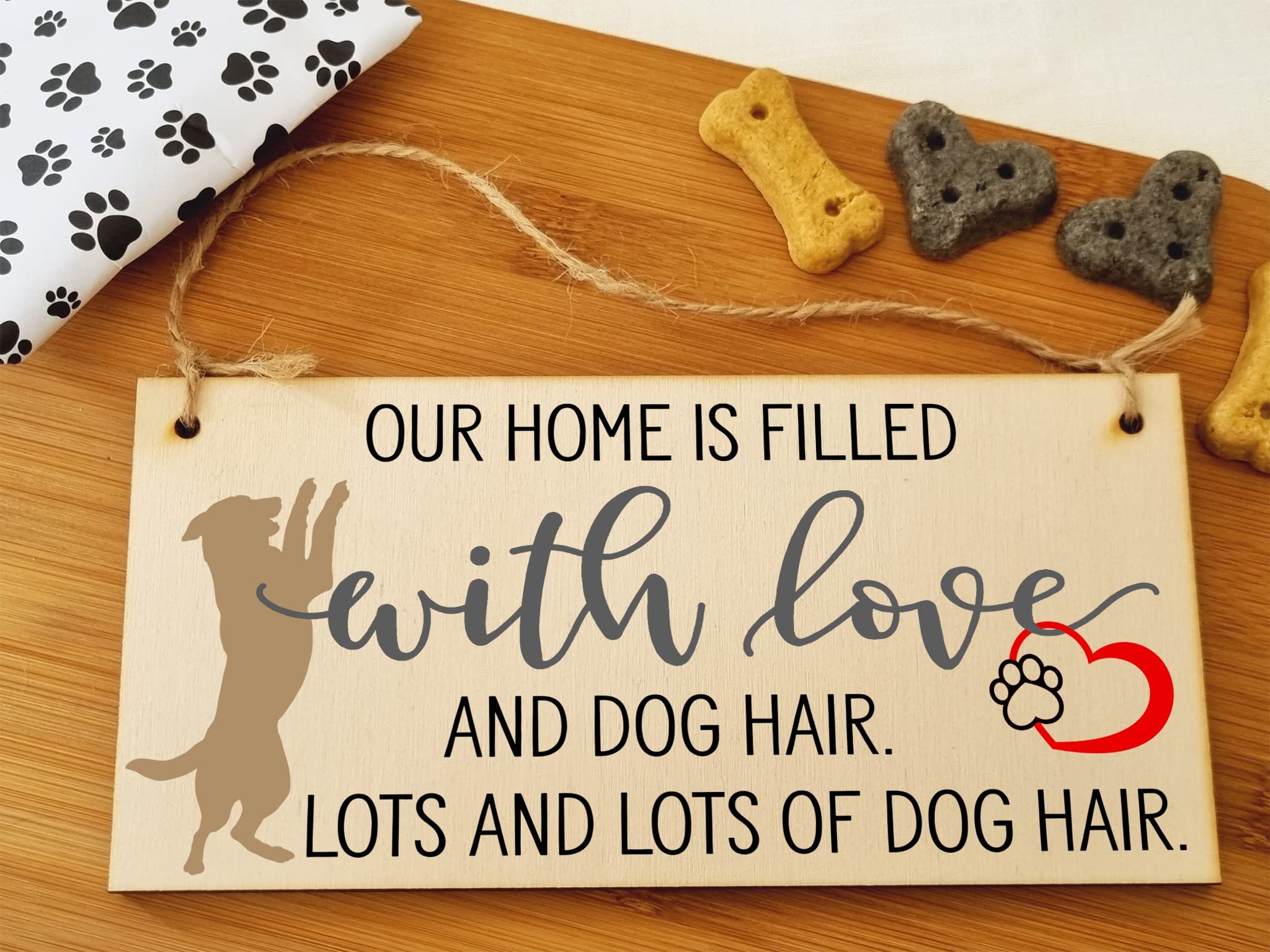 The Plum Penguin Home is Filled With Lots of Dog Hair Funny Novelty Handmade Wooden Hanging Wall Plaque Pet Lover Gift Home Decoration