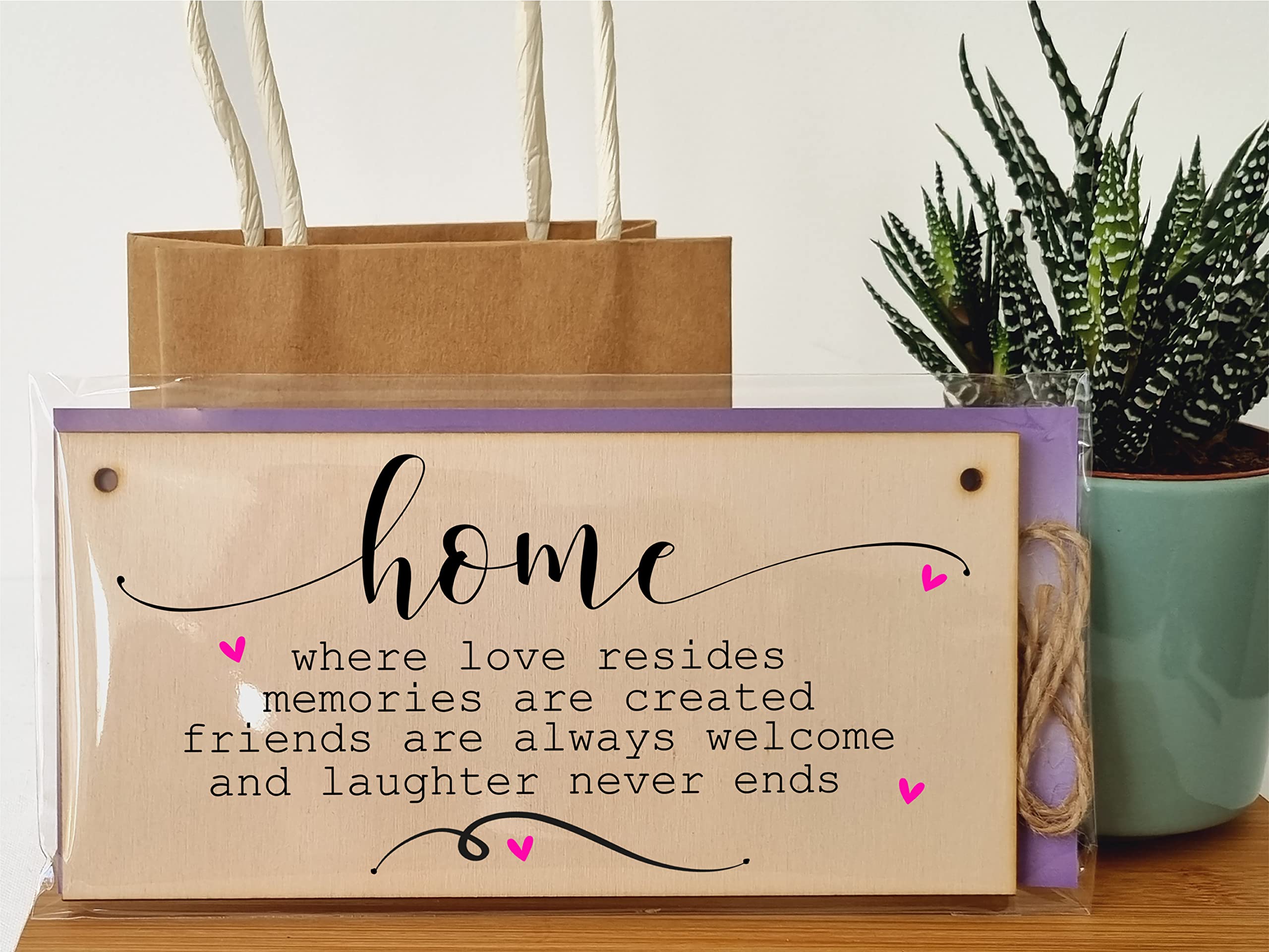 The Plum Penguin Handmade Wooden Hanging Wall Plaque Home Love Resides Memories Friends Laughter Decorative Sentimental Sign Family