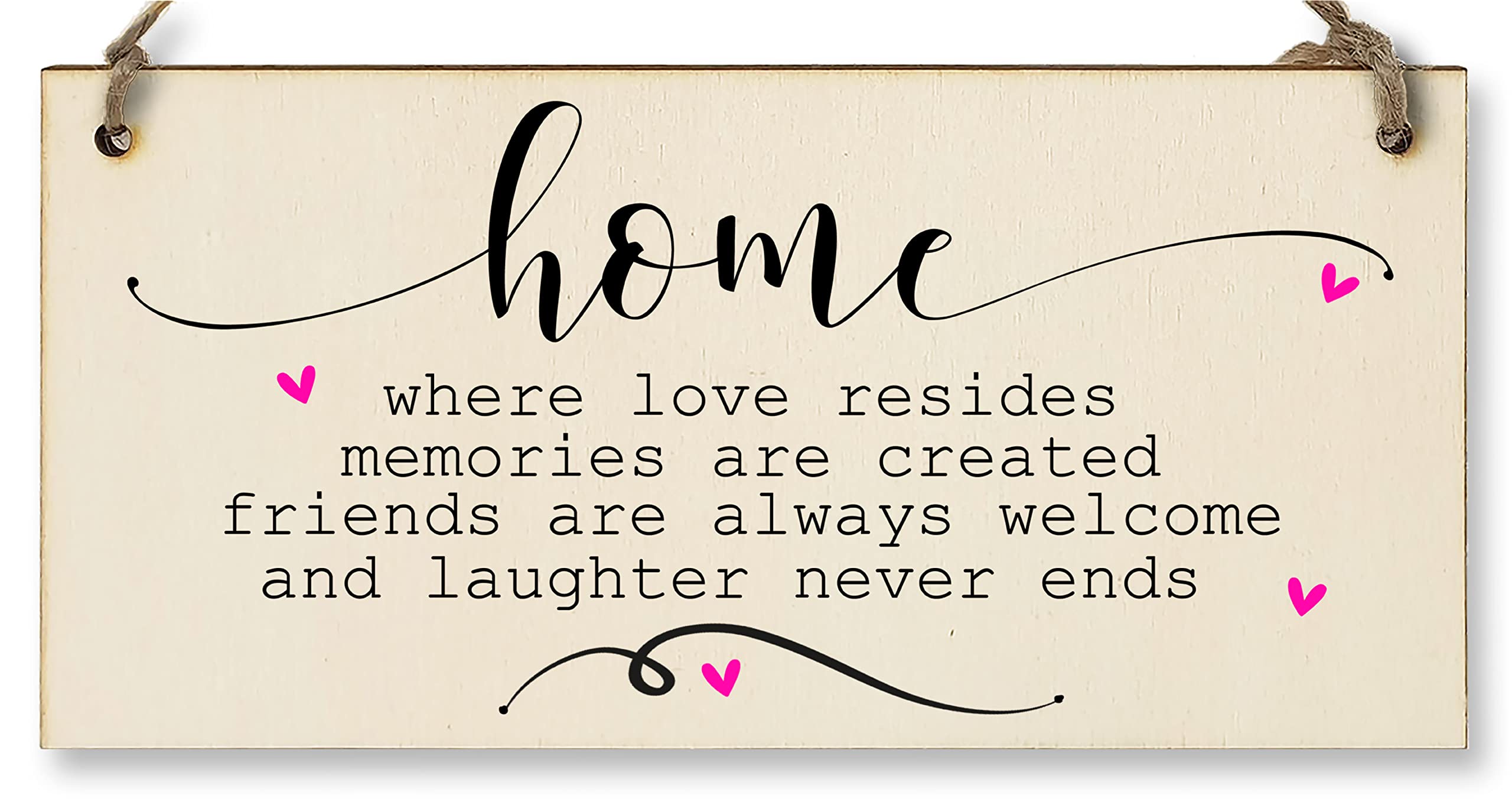 The Plum Penguin Handmade Wooden Hanging Wall Plaque Home Love Resides Memories Friends Laughter Decorative Sentimental Sign Family