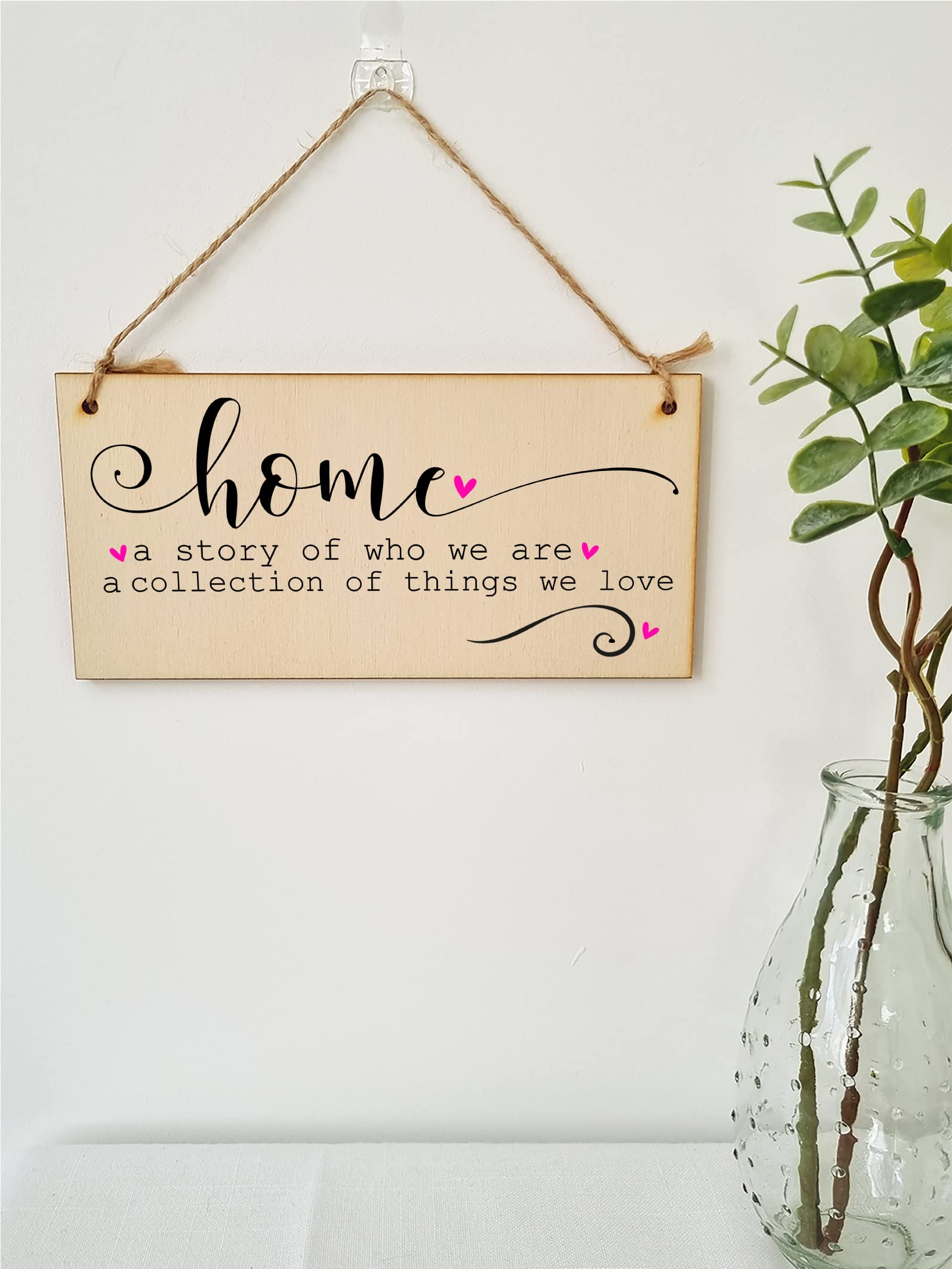 The Plum Penguin Handmade Wooden Hanging Wall Plaque Home a Story of Who We Are Things We Love Decorative Sentimental Sign Family