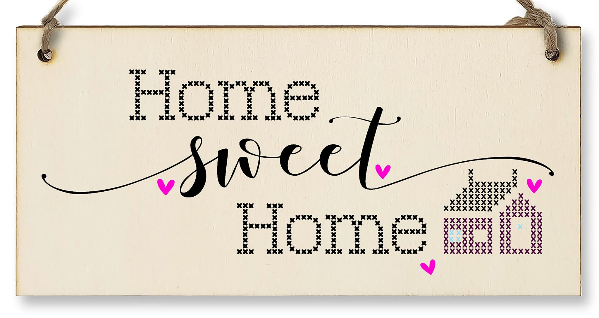 The Plum Penguin Handmade Wooden Hanging Wall Plaque Home Sweet Home Decorative Gift Family Sentimental Sign Hallway for Mum