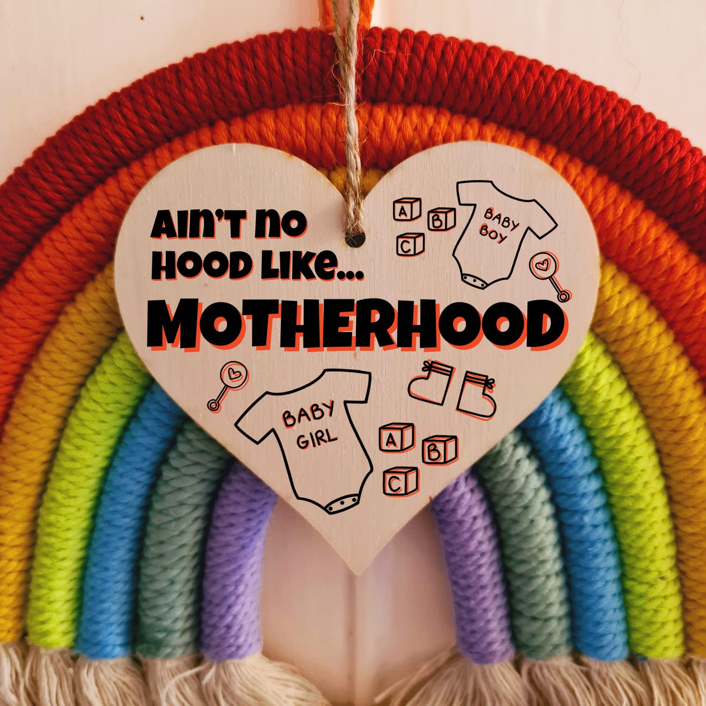 Handmade Wooden Hanging Heart Plaque Gift for Mum Funny Gift about Motherhood