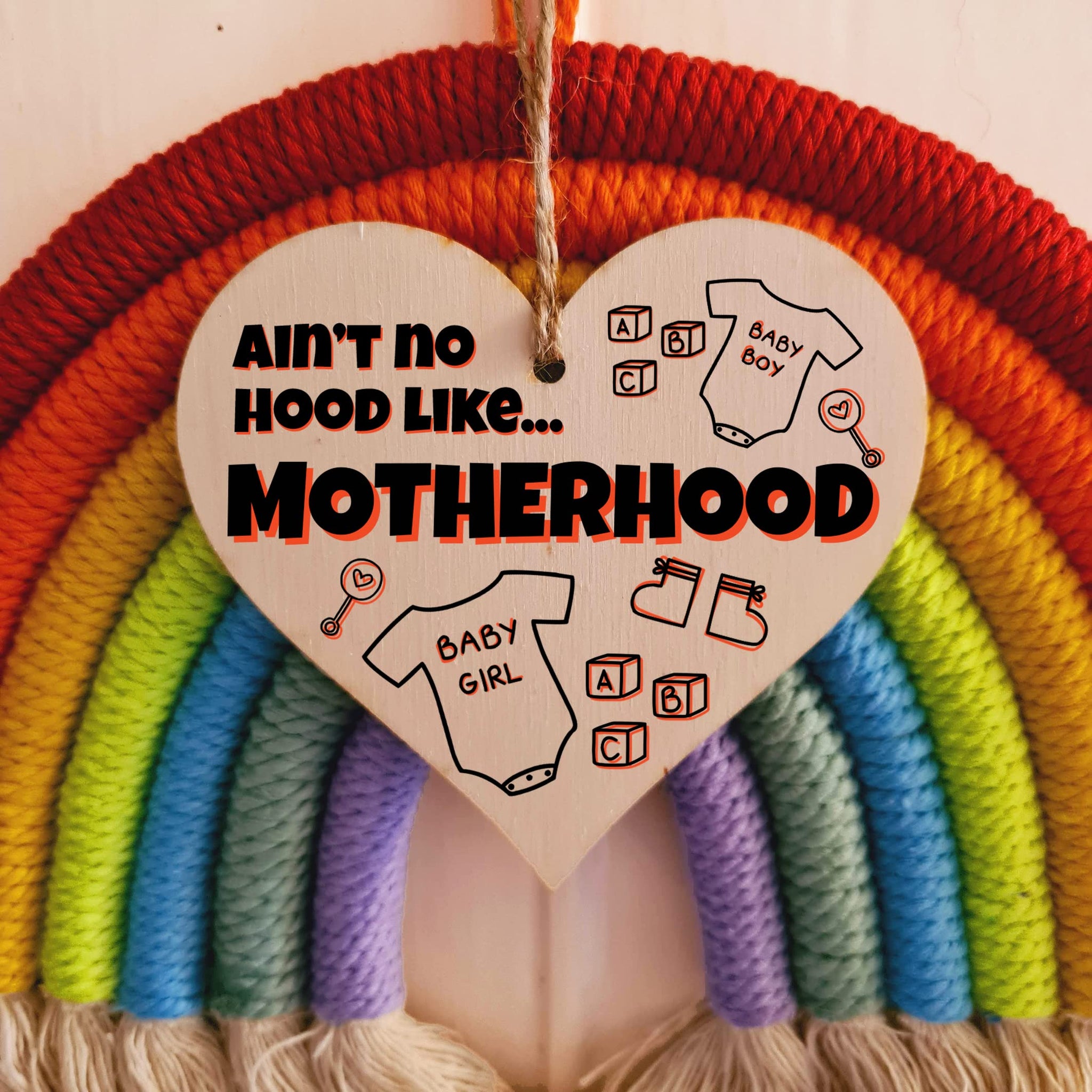 Handmade Wooden Hanging Heart Plaque Gift for Mum Funny Gift about Motherhood