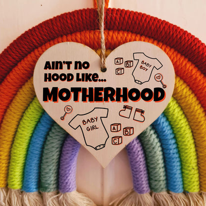 Handmade Wooden Hanging Heart Plaque Gift for Mum Funny Gift about Motherhood