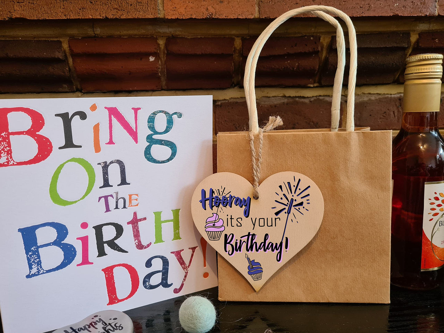 Handmade Wooden Hanging Heart Plaque Gift for Someone Special Happy Birthday Keepsake