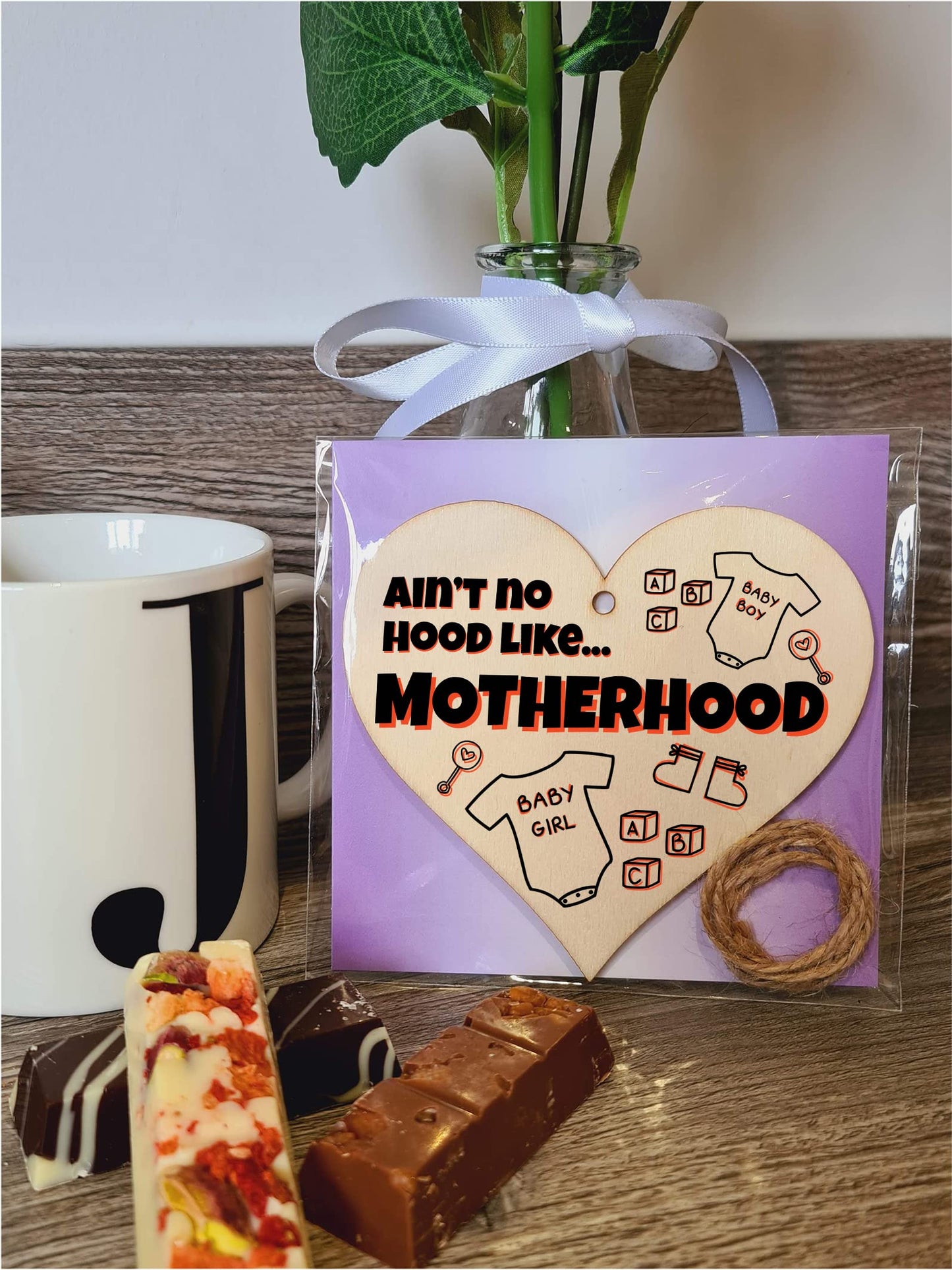 Handmade Wooden Hanging Heart Plaque Gift for Mum Funny Gift about Motherhood