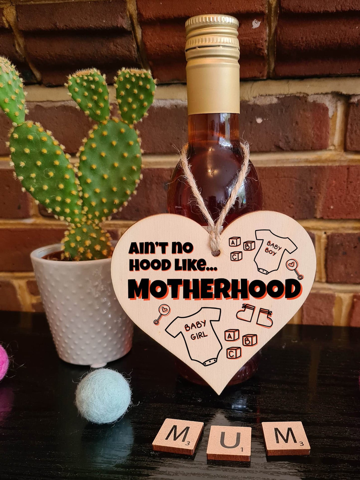 Handmade Wooden Hanging Heart Plaque Gift for Mum Funny Gift about Motherhood