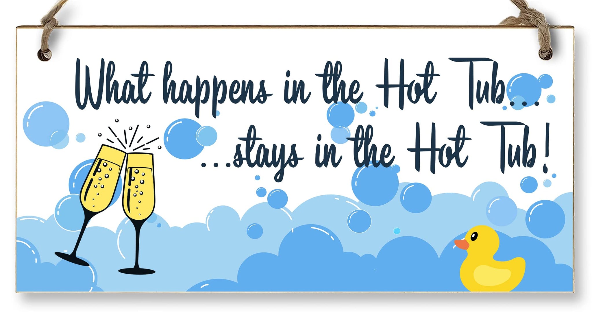 Handmade Wooden Hanging Wall Plaque What Happens in the Hot Tub Funny Novelty Sign Booze and Bubbles