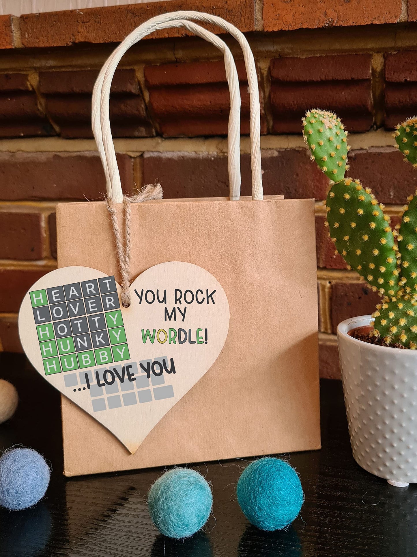 The Plum Penguin Handmade Wooden Hanging Heart Plaque Gift You Rock My World Wordle Love You Funny Hubby Husband Words