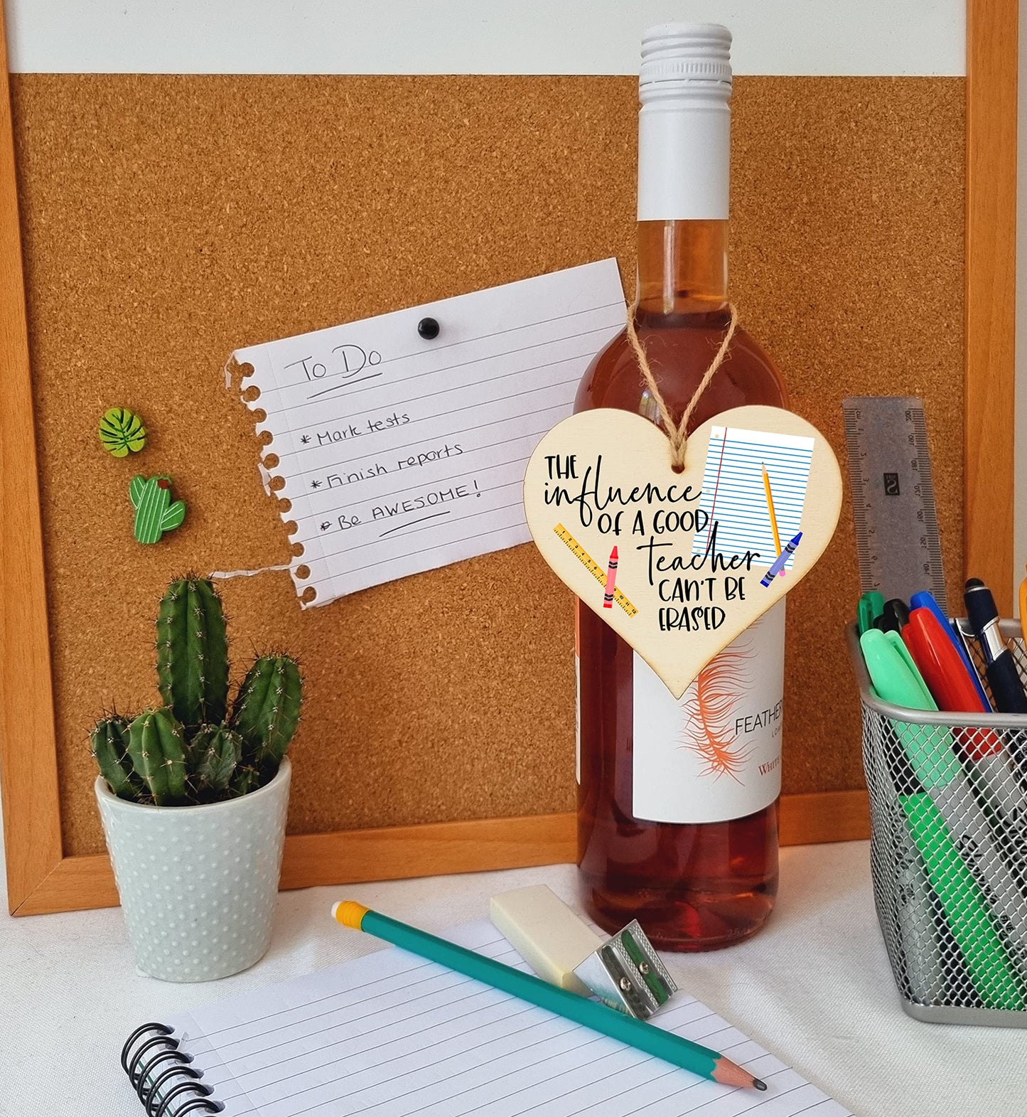 The Plum Penguin Influence Great Teacher Never Erased Handmade Wooden Hanging Wall Plaque Gift Teacher Teaching Assistant End of Term