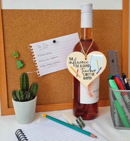 The Plum Penguin Influence Great Teacher Never Erased Handmade Wooden Hanging Wall Plaque Gift Teacher Teaching Assistant End of Term