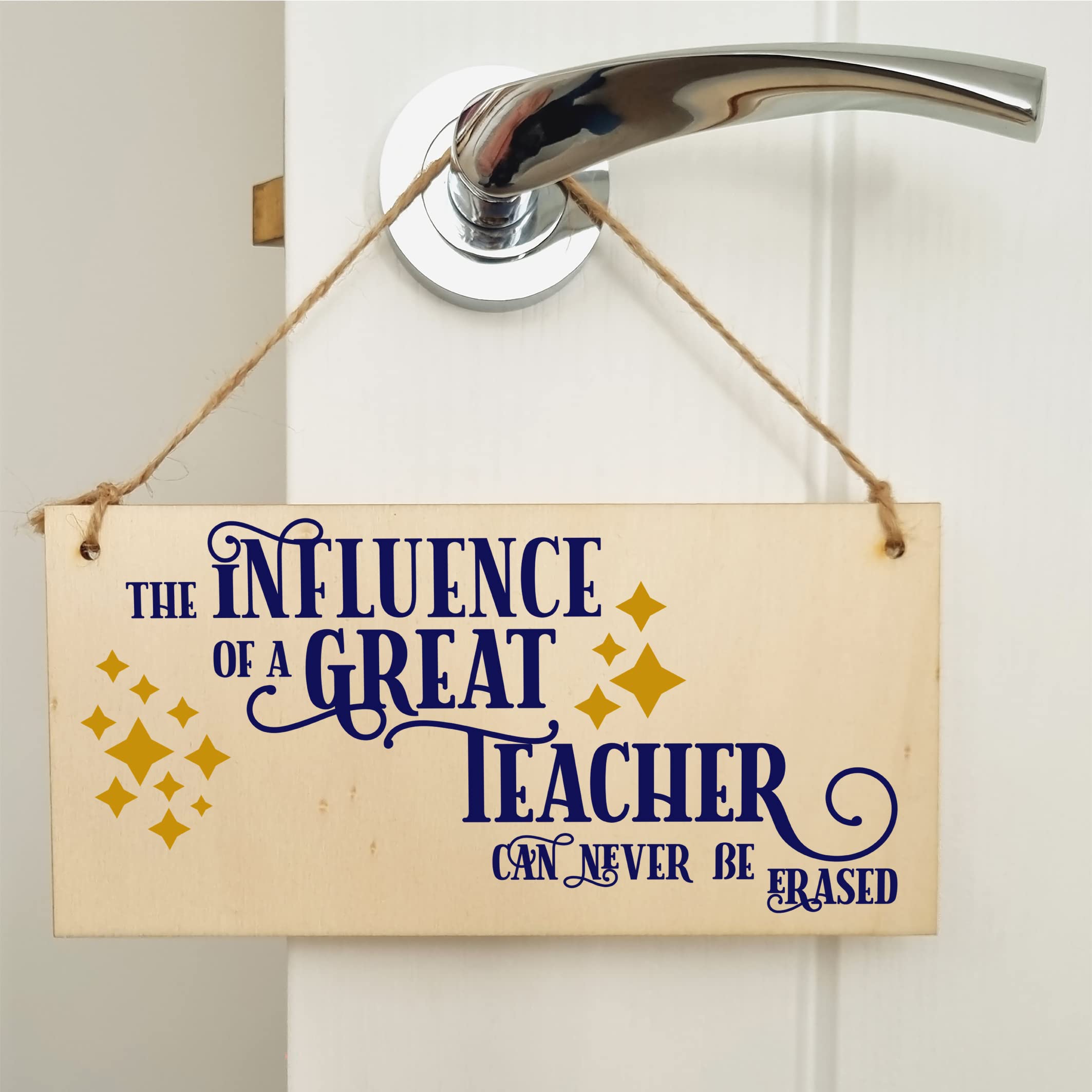 The Plum Penguin Influence Great Teacher Never Erased Handmade Wooden Hanging Wall Plaque Gift Teacher Teaching Assistant End of Term