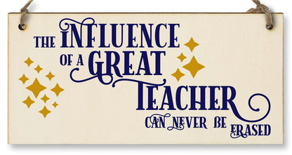 The Plum Penguin Influence Great Teacher Never Erased Handmade Wooden Hanging Wall Plaque Gift Teacher Teaching Assistant End of Term