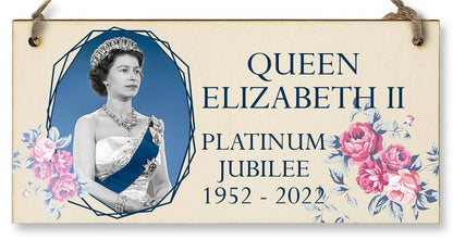 The Plum Penguin Handmade Wooden Hanging Wall Plaque Celebrate 70 Years Queen's Platinum Jubilee 2022 Coronation Decorative Memorabilia Street Party